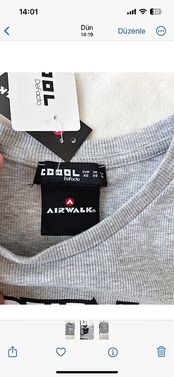 xs Beden airwalk uzun kollu tam boy bluz crop