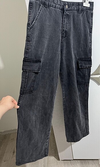 s Beden gri Renk antrasit kargo baggy pantolon