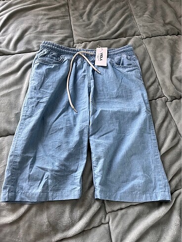 unisex basic kot rengi kumaş şort