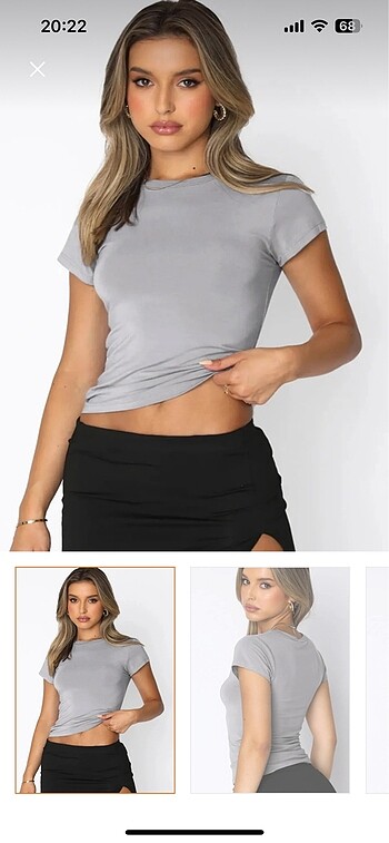 gri basic y2k strec tam boy crop bluz