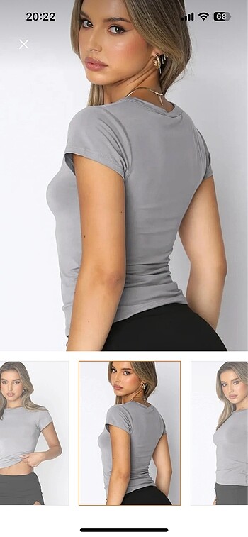 Killstar gri basic y2k strec tam boy crop bluz