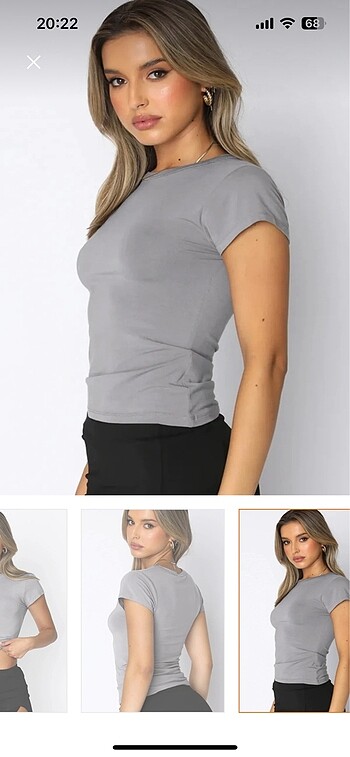 s Beden gri basic y2k strec tam boy crop bluz