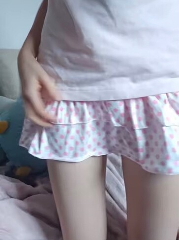 Hello Kitty cutecore puantiyeli mini etek