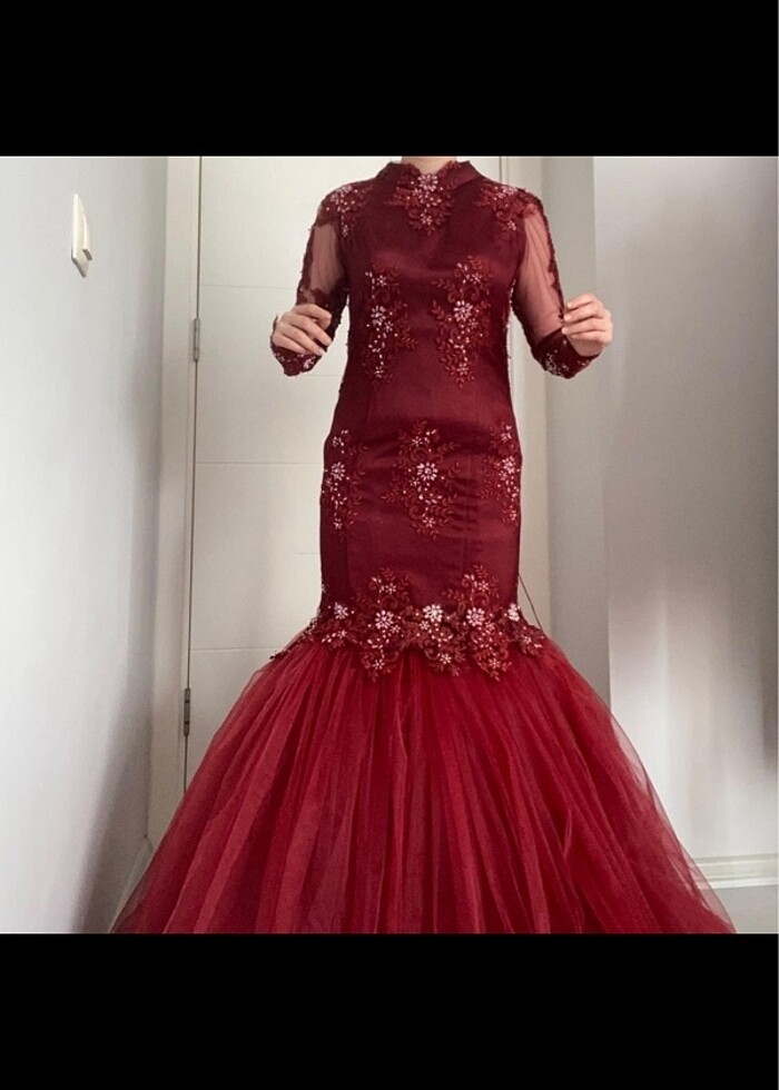 Balık model dantelli tuvalet abiye - Görsel 2