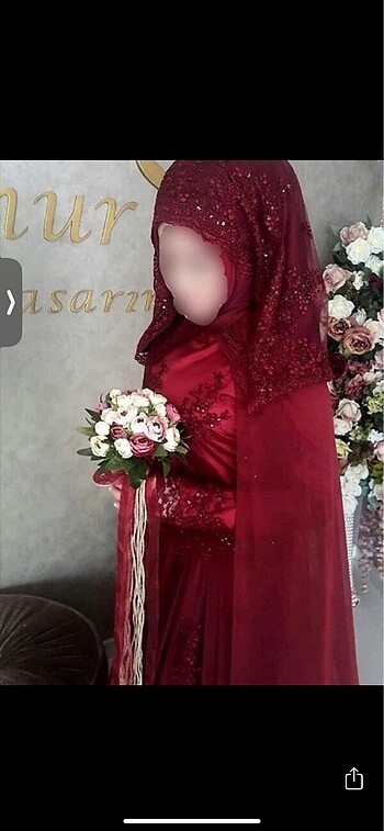 Bordo Pelerinli tesettür kınalık nişanlık - Görsel 3