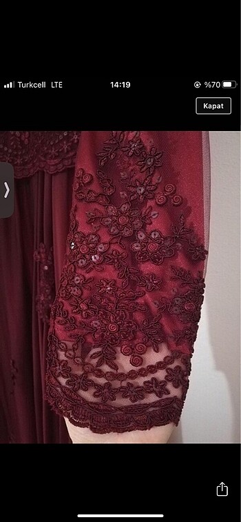 Bordo Pelerinli tesettür kınalık nişanlık - Görsel 4