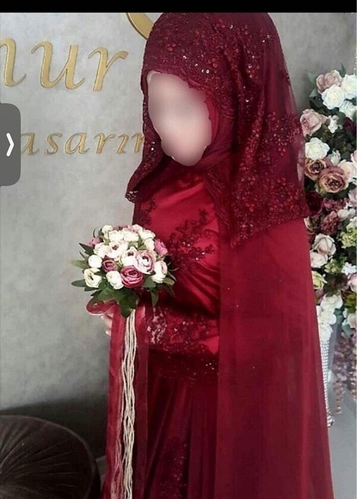 Bordo Pelerinli tesettür kınalık nişanlık - Görsel 3