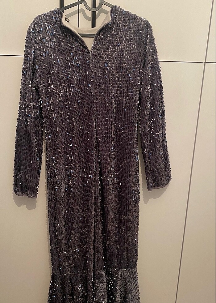 tesettür payetli balık abiye - Görsel 5