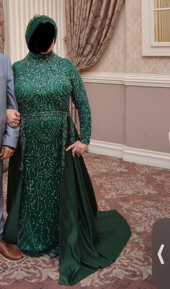 Zümrüt yeşili kuyruklu büyük beden abiye - Görsel 2