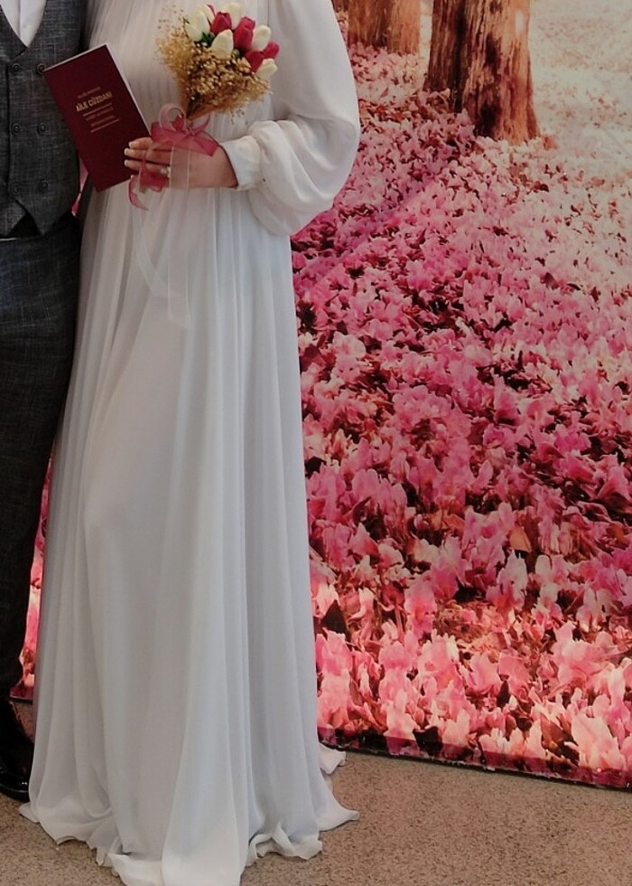 Tesettür beyaz elbise - Görsel 2