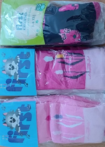Kız Çocuk Pembe Baskılı Çorap Seti