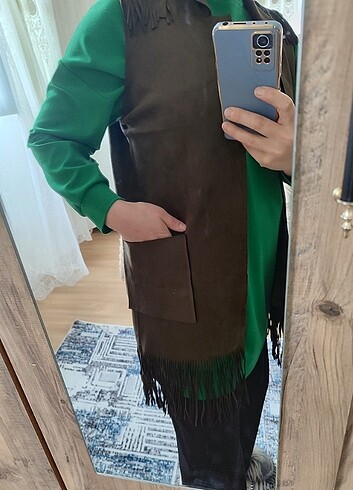 Vintage Love Haki süet yelek