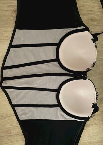 xl Beden Dantel Detaylı Siyah Gotik Büstiyer