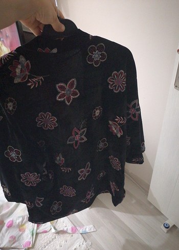 l Beden Desenli Uzun Kollu Kadın Kimono