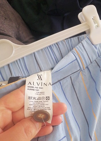 38 Beden mavi Renk Düğmeli Mavi Çizgili Etek