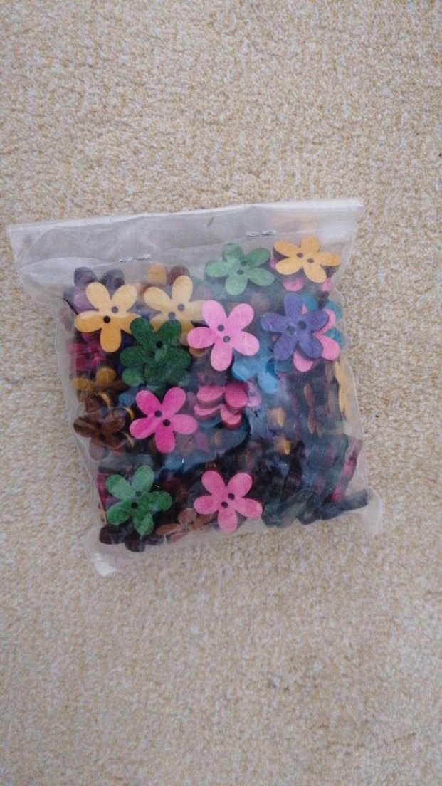 Ahşap Çiçek Düğme - 10 Adet - Görsel 2