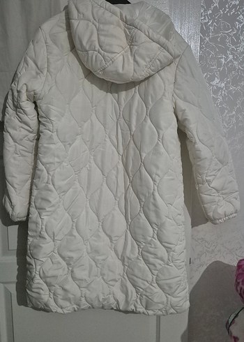 LC Waikiki Düğmeli Uzun Beyaz Kadın Kışlık Mont
