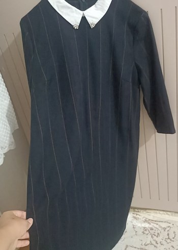 Kadın Siyah Midi Ofis Elbisesi