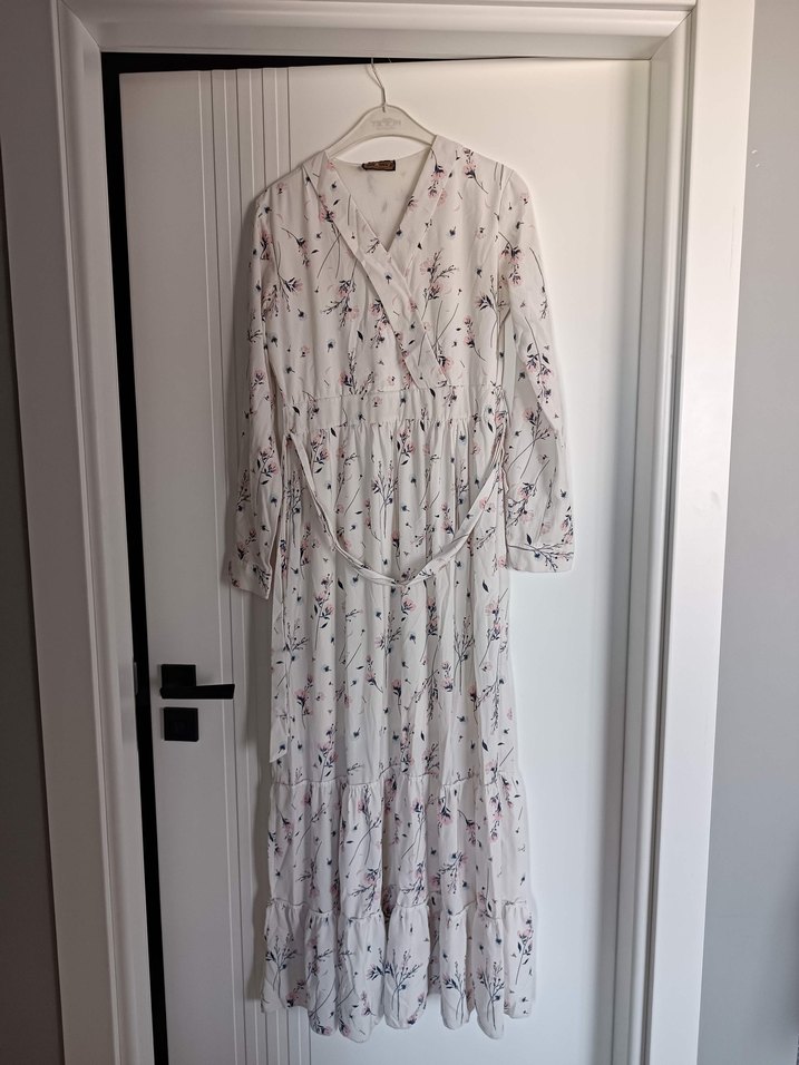 Pamuklu Uzun Beyaz Bohem Elbise - Görsel 2