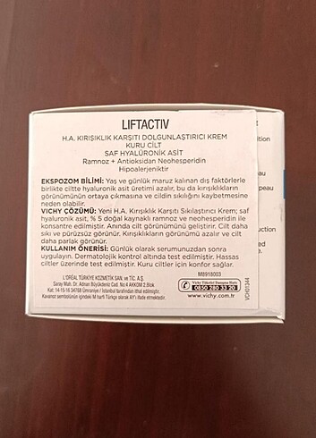 VICHY Vichy Liftactiv Kırışıklık Karşıtı Dolgunlaştırıcı Krem