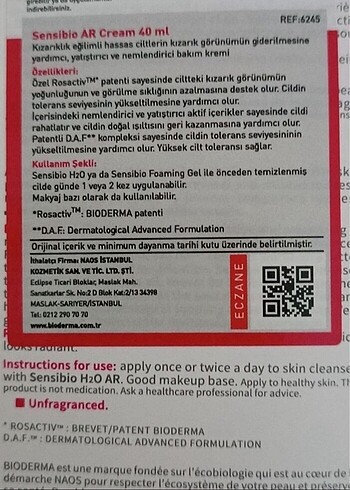 Beden Renk Bioderma Sensibio AR Crem
