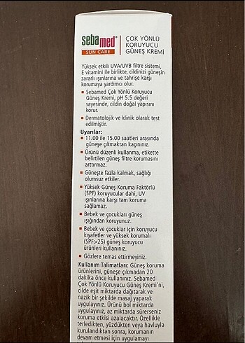 Sebamed Senemde Güneş Koruyucu Krem 75 Ml