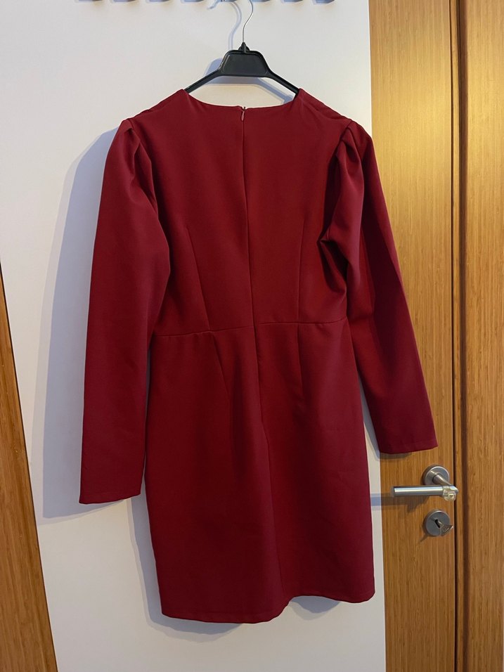 Bordo Kadın ofis Elbise - Görsel 4