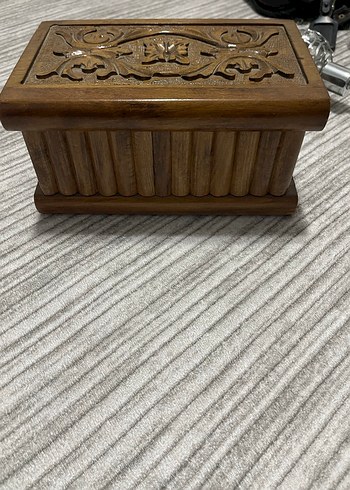 Koyu Kahverengi Oyma Ahşap Kutu - Görsel 11