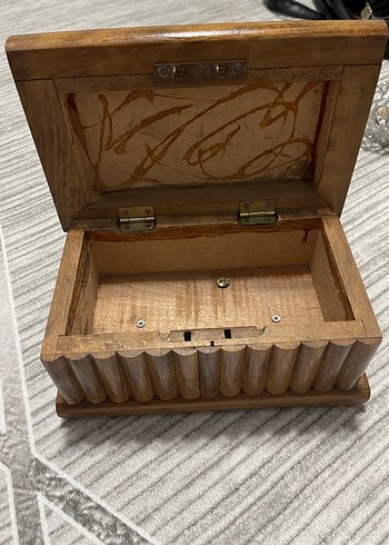 Koyu Kahverengi Oyma Ahşap Kutu - Görsel 10