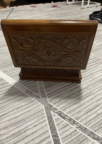 Koyu Kahverengi Oyma Ahşap Kutu - Görsel 8