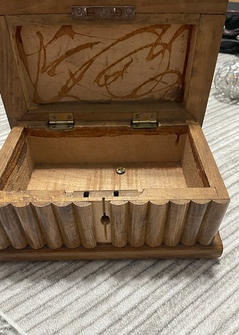 Koyu Kahverengi Oyma Ahşap Kutu - Görsel 2