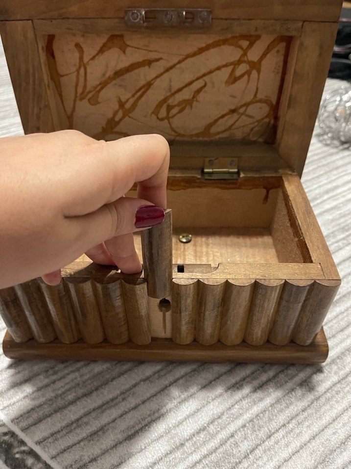 Koyu Kahverengi Oyma Ahşap Kutu - Görsel 3