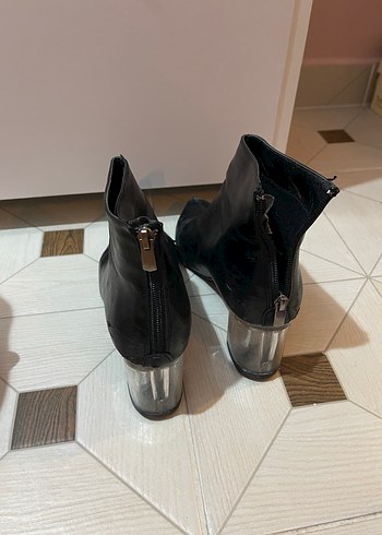 40 Beden siyah Renk Siyah Deri Stiletto Topuklu Gotik Kadın Bot