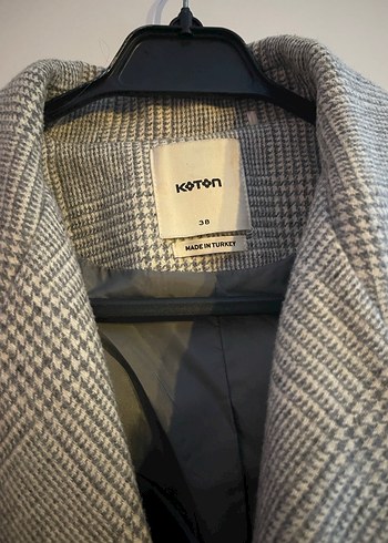 Astarlı Ekoseli Koton Kaşe Kaban - Görsel 2