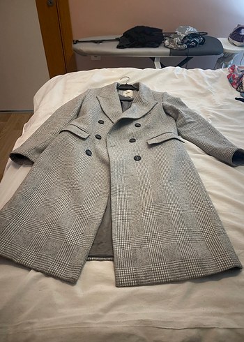 Astarlı Ekoseli Koton Kaşe Kaban - Görsel 5