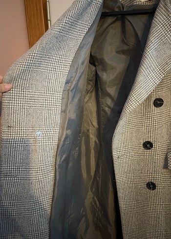 Astarlı Ekoseli Koton Kaşe Kaban - Görsel 3