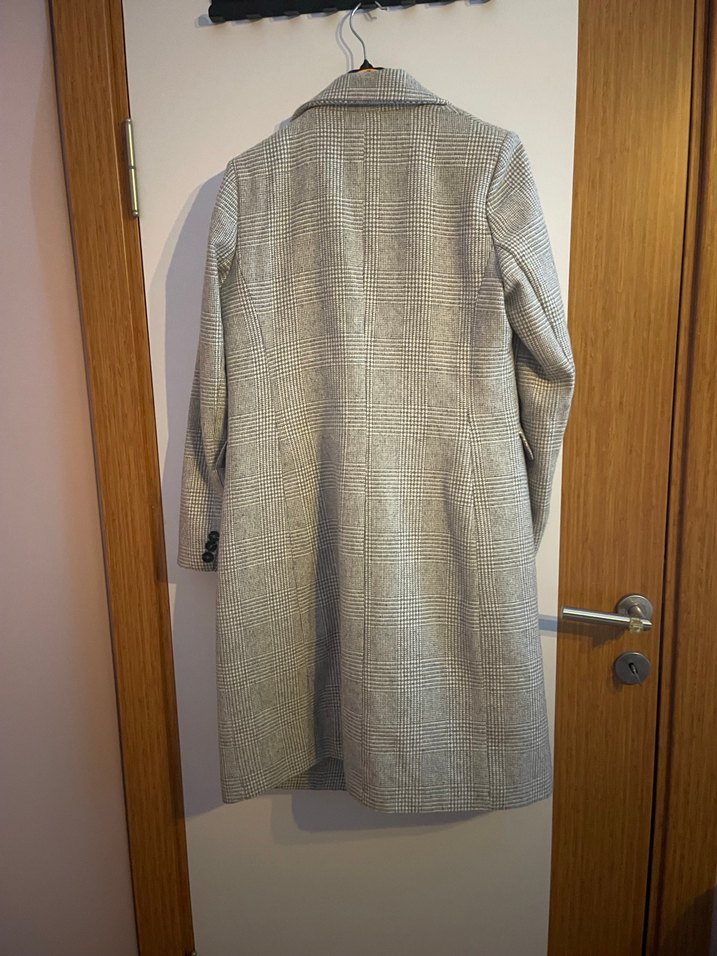 Astarlı Ekoseli Koton Kaşe Kaban - Görsel 4