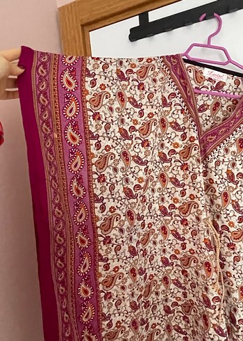 Bordo V Yaka Salaş Uzun Kadın Elbise - Görsel 2