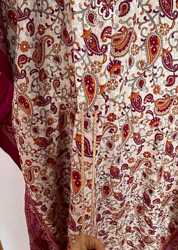 Bordo V Yaka Salaş Uzun Kadın Elbise - Görsel 3