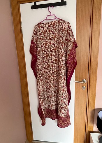 Bordo V Yaka Salaş Uzun Kadın Elbise - Görsel 5