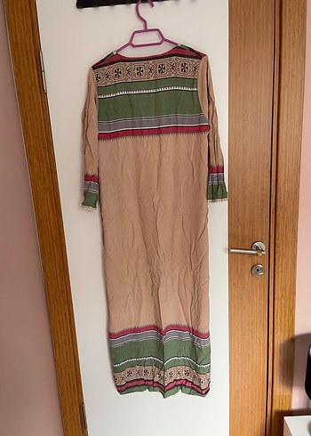 Nakışlı Bohem Uzun Kollu Uzun Elbise - Görsel 2