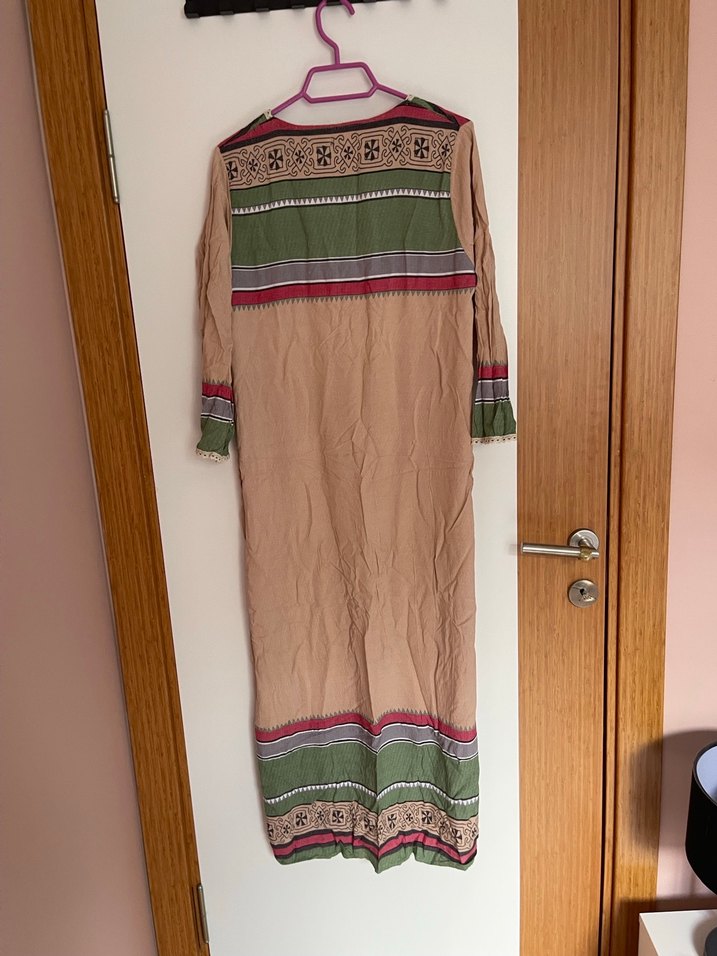 Nakışlı Bohem Uzun Kollu Uzun Elbise - Görsel 2