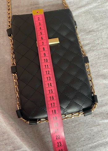 Siyah Deri Zincir Detaylı Kadın Çanta - Görsel 5