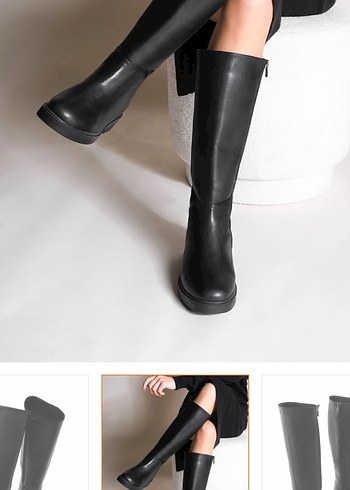 Siyah Kadın Dizüstü Çizme kutulu - Görsel 2