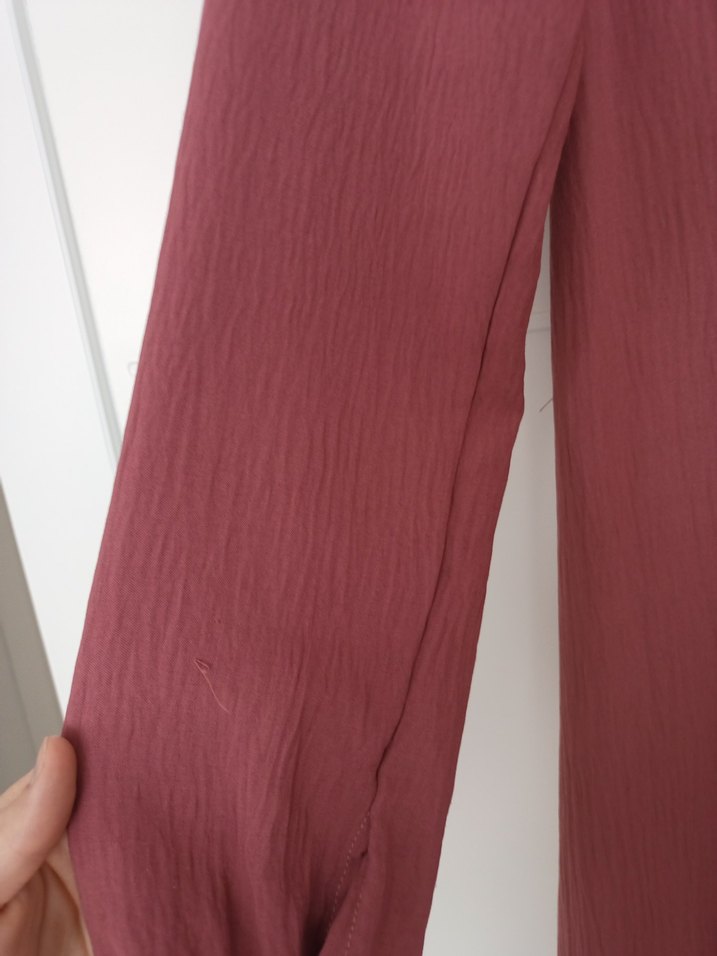 Gül Kurusu Uzun Kollu Ayrobin Kumaş Özel Dikim Fırfırlı Elbise - Görsel 4