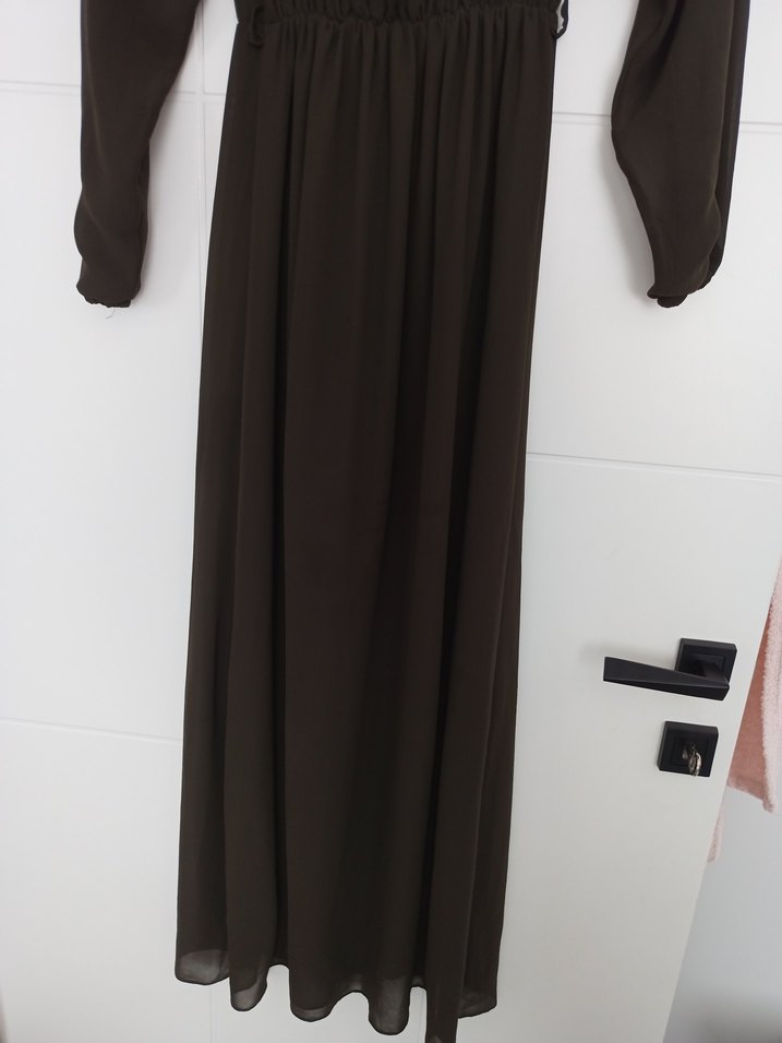 Yeşil Kemerli Uzun Kollu Elbise - Görsel 2