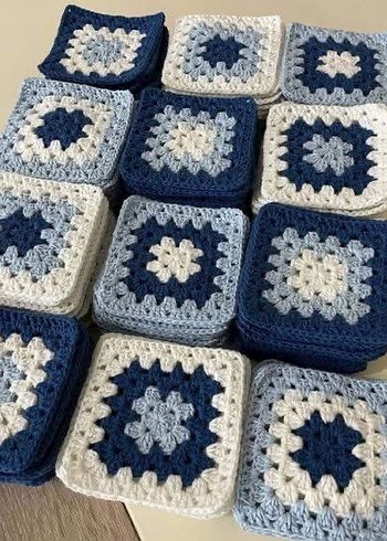 Bohem Tarzda El Yapımı Renkli Örgü Kare - Görsel 2