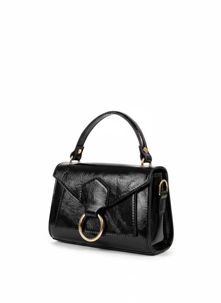 Parlak Pembe Deri Kadın El Çantası - Görsel 3