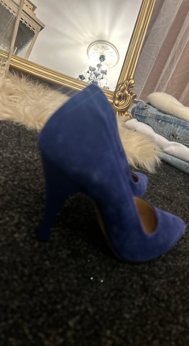 Klasik Lacivert Süet Stiletto Topuklu Ayakkabı - Görsel 3