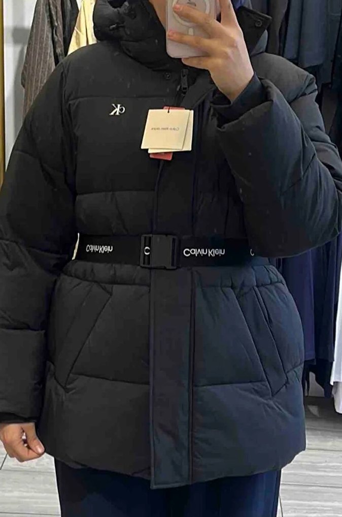 Kadın Siyah Kemerli Kış Montu - Görsel 4